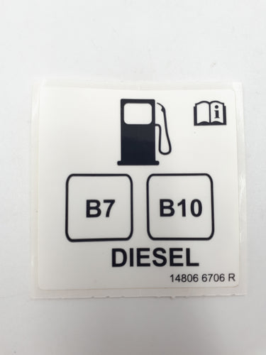 Pack de 5 Etiquetas o placas del depósito de combustible Diesel B7 y B10 Original de Renault, Dacia u otras marcas.