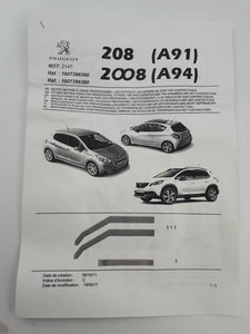 Juego de 2 deflectores delanteros de aire Peugeot 208 y 2008 Originales 2012-2019