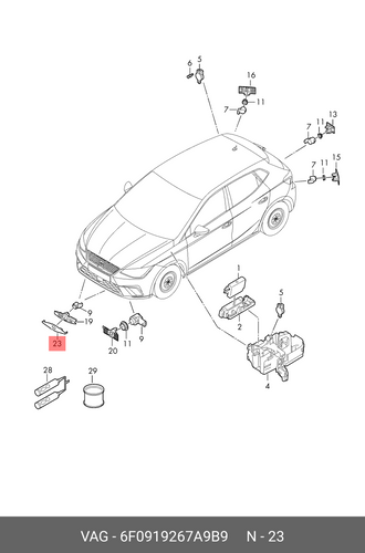 Tapa soporte negro original Seat Ibiza V 6F0919267A 9B9