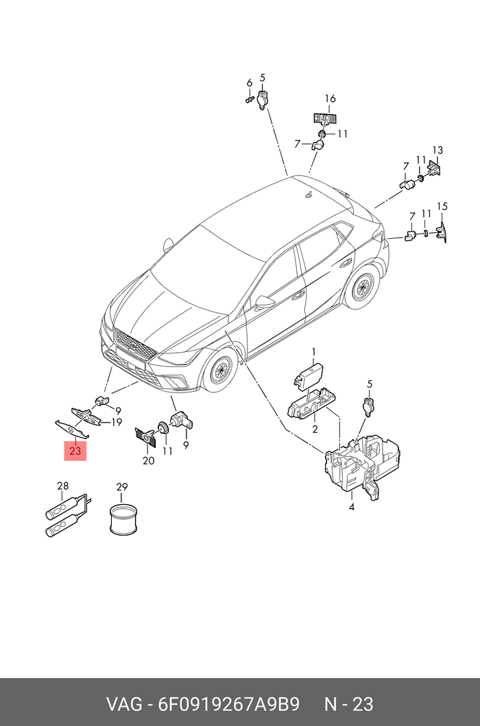Tapa soporte negro original Seat Ibiza V 6F0919267A 9B9