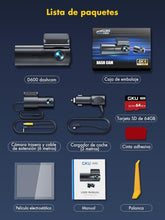 Dashcam Cámara Coche 4K+1080P GKU D600 5GHz WiFi + tarjeta SD 64 GB