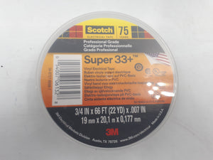 Cinta aislante eléctrica de vinilo 3M Scotch Super 33+ 19 mm x 20 m, 1 Rollo, Negro 7701417367