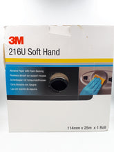 Papel de Lijar en rollo con soporte de espuma 3M 216U Soft hand 114mm por 25 metros.