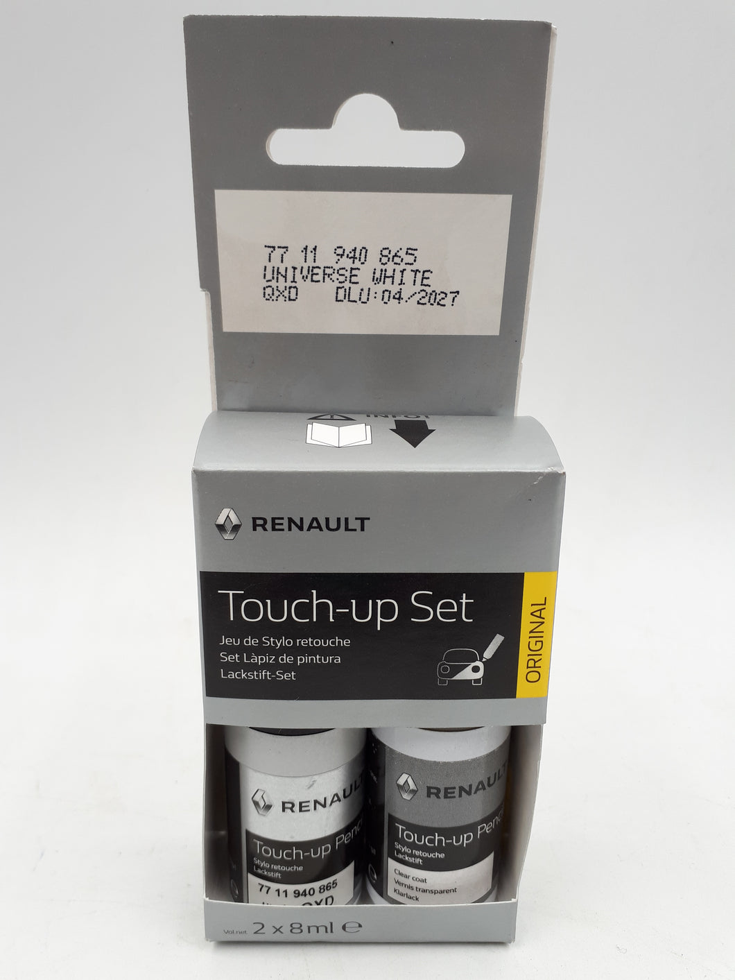Kit de Pinceles de retoque Renault y Dacia código QXD Blanco Perla Original 7711940865