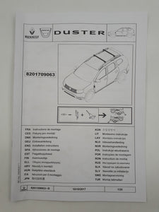 Juego de 2 barras de techo Aluminio Dacia Duster II 2018-2024 sobre barras longitudinales ORIGINALES 8201709063