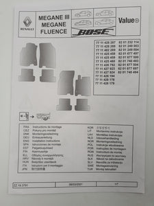 Juego de alfombrillas textiles Originales Renault Megane III (2008-2016) a medida 8201740493