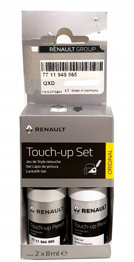 Kit de Pinceles de retoque Renault y Dacia código QXD Blanco Perla Original 7711940865