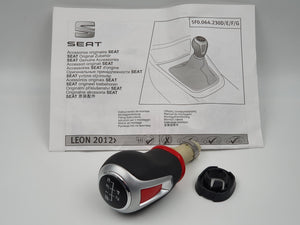 Pomo de cambio de 5 velocidades Tornado Red Seat Leon y Toledo (2012-2023) original SEAT 5F0064230F