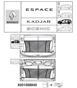 Renault Kadjar Vertikales Kofferraum-Organizer-Netz, Scenic IV Espace V, Koleos 2015-2022 Original 8201568849
